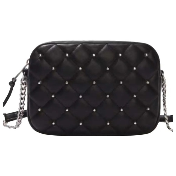 NWT Rebecca Minkoff Vegan Leather Black Quilted Studded Crossbody Bag - Picture 1 of 7